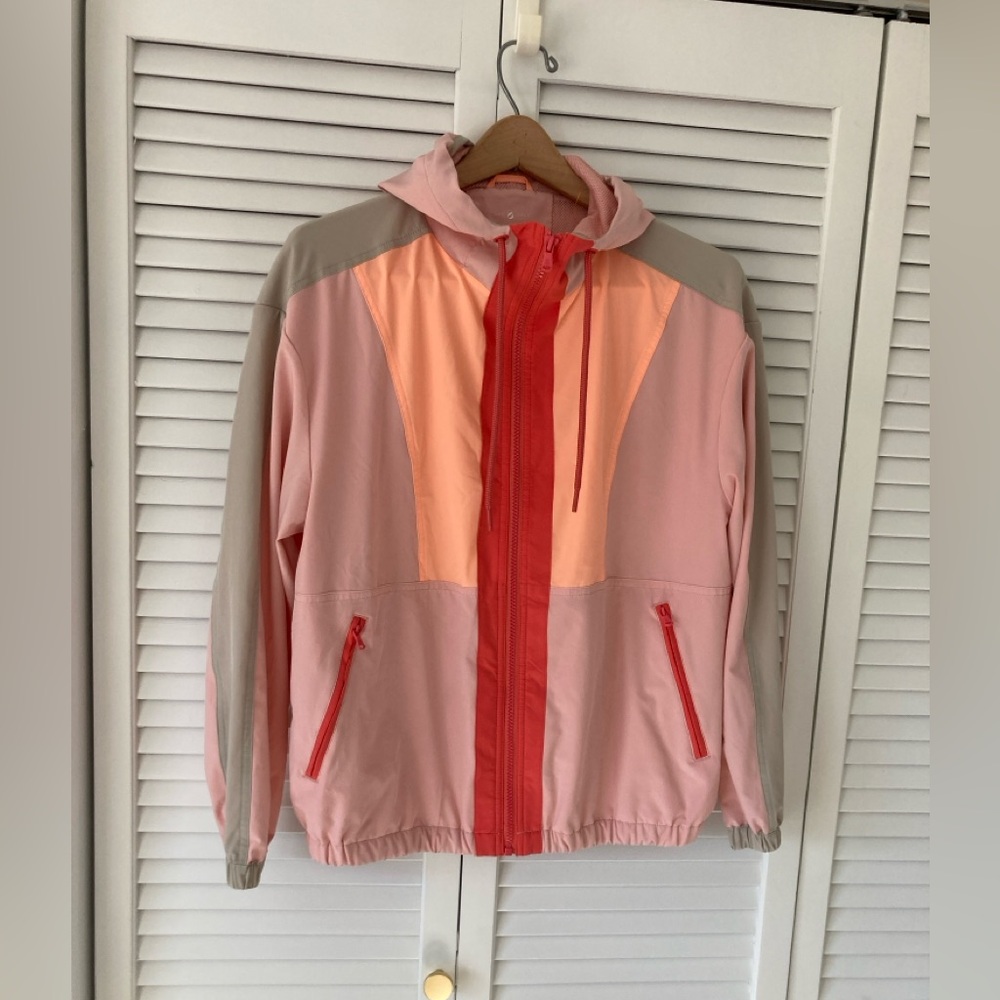 Lou & Grey Pink Mesh Color block Wanderweave WindbreakerJacket Size Small